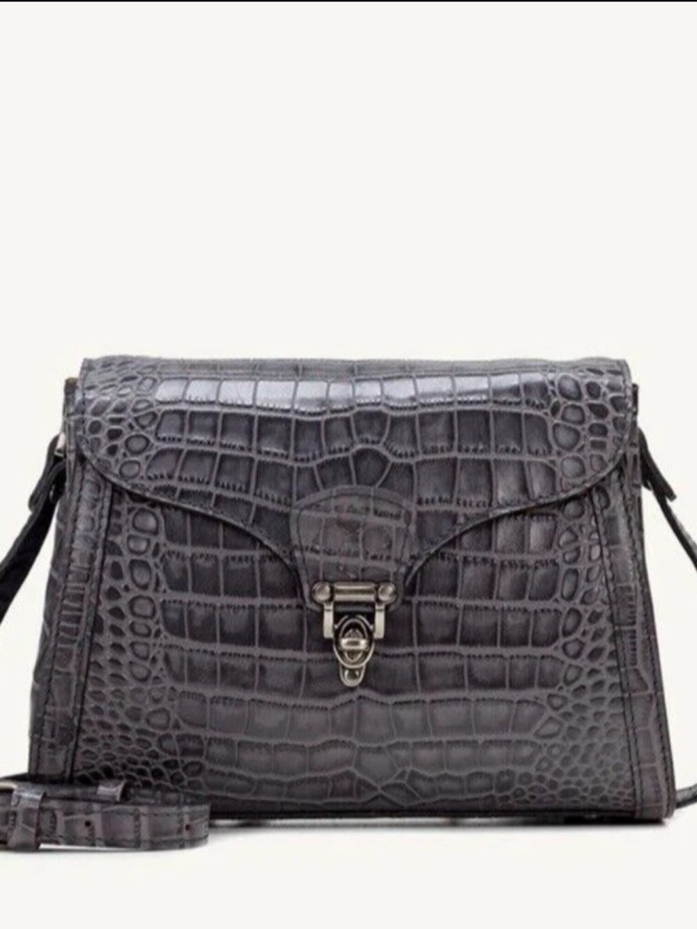 Patricia Nash Croc-Embossed Crossbody Bag - Gray